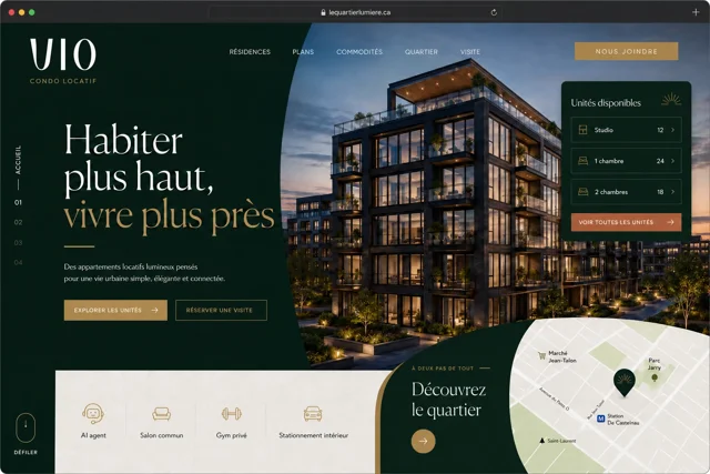 VIO website design with architectural photography
